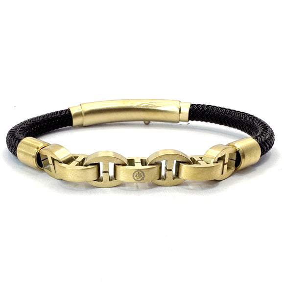 STAINLESS STEEL CORD MARINER LINK Black / Brushed Gold