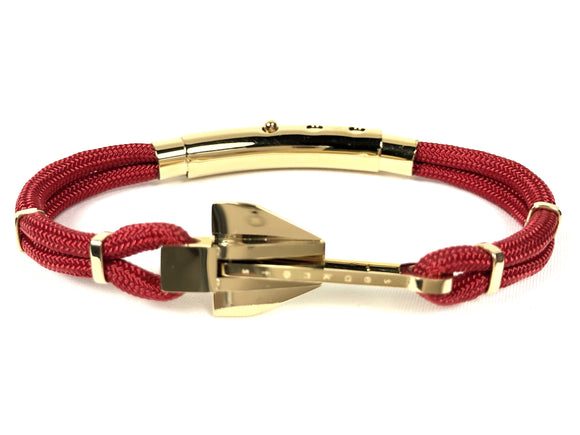 Double Cord Red w SS Danforth Anchor Gold