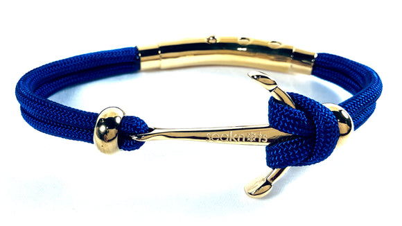 Double Cord Navy Blue with SS Anchor & Beads Gold