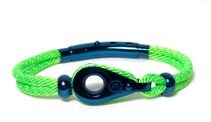 Double Cord Neon Green Rope With SS Pulley & Beads Blue Ed