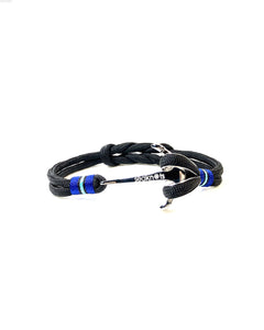 Double Cord Black with SS Silver Anchor