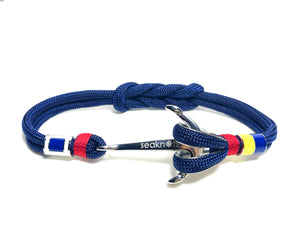 Double Cord Navy With SS Anchor & Flags Silver