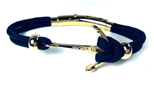 Double Cord Black with SS Anchor & Beads Gold