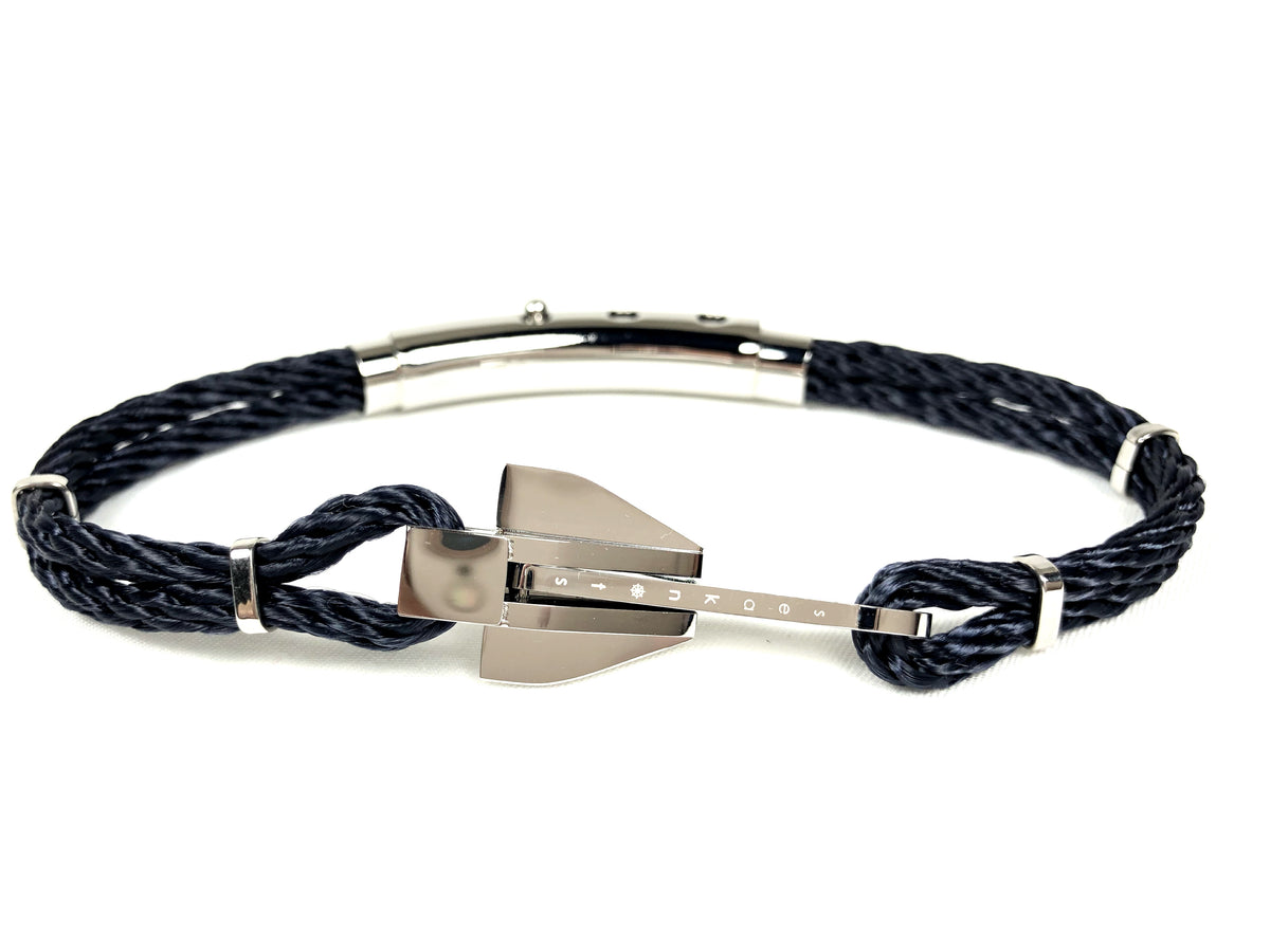 Double Cord Black Rope w SS Danforth Anchor Silver – Seaknots