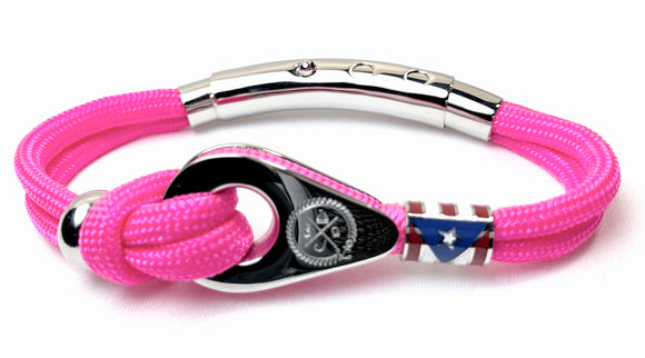 Double Cord Neon Pink with SS Pulley & PR Flag Silver