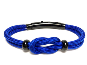 Double Cord Royal Blue with Knot & SS Beads Black