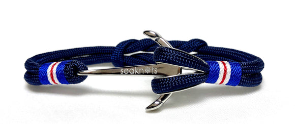 Double Cord Navy Blue With SS Anchor Silver