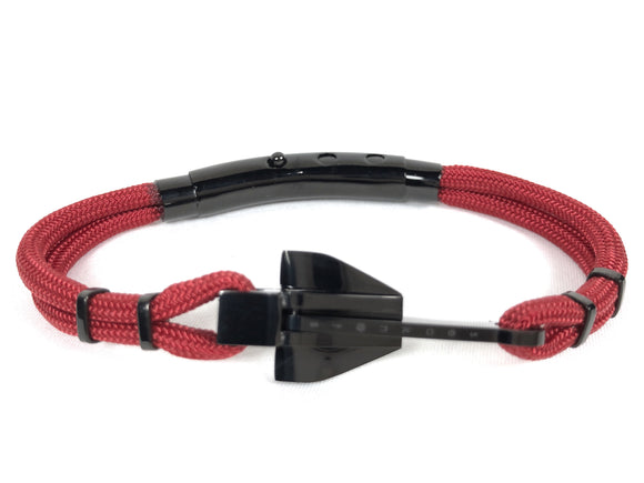 Double Cord Red w SS Danforth Anchor Black Polished