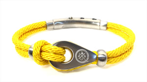 Double Cord in Mustard Rope with SS Pulley & Beads Brushed Silver