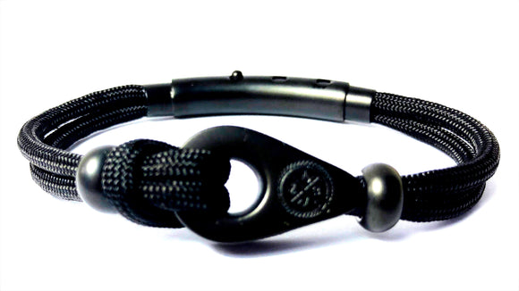 Double Cord in Black with SS Pulley & Beads Black (Matte)