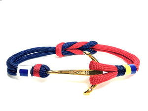 Double Cord Navy / Red With SS Anchor & Flags Gold