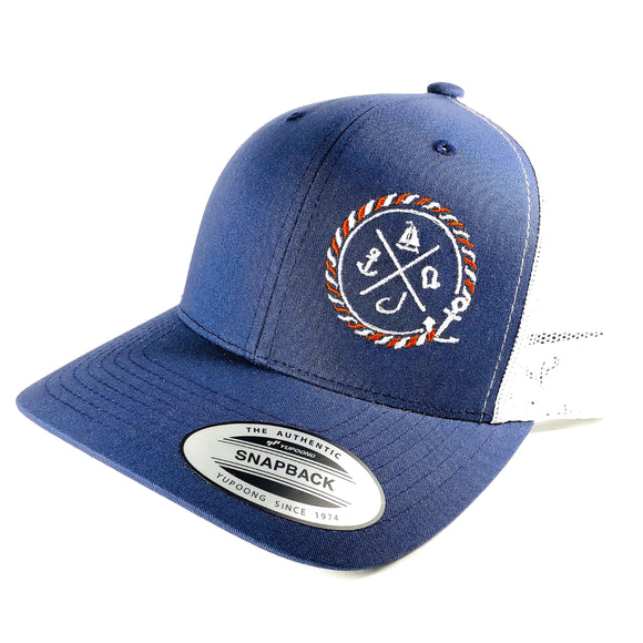 Mesh Snap Back Cap Navy Blue / White Mesh