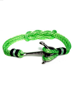 Double Cord Neon Green Rope with SS Anchor Brushed Silver