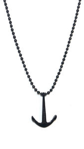 Stainless Steel Small Beads Chain with Anchor Black