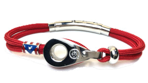 Double Cord Red with SS Pulley w Shackle & PR Flag Silver