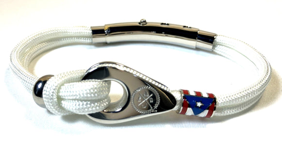 Double Cord White with SS Pulley & PR Flag Silver