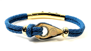 Double Cord in Blue Rope with SS Pulley & Beads Gold