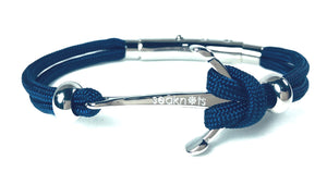 Double Cord Navy with SS Anchor & Beads Silver