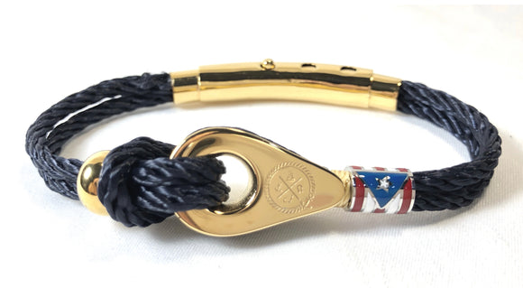 Double Cord Black Rope with SS Pulley & PR Flag Gold