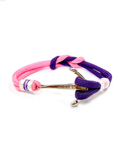 Double Cord Baby Pink / Purple with SS Anchor Silver