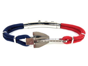 Double Cord Navy / Red w SS Danforth Anchor Silver