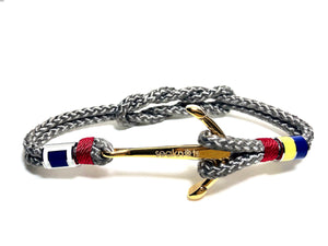 Double Cord Gray Rope With SS Anchor and Flags Silver