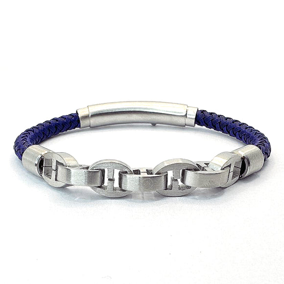 STAINLESS STEEL CORD MARINER LINK Blue / Brushed Silver