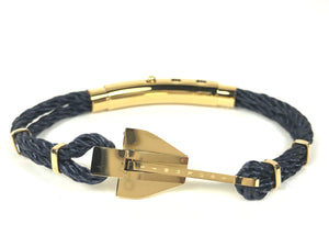 Double Cord Navy Rope w SS Danforth Anchor Gold