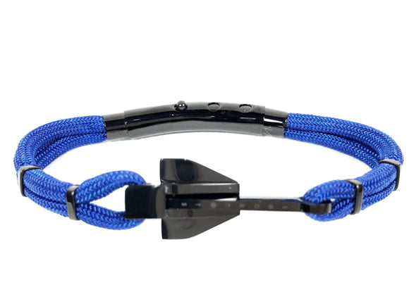 Double Cord Royal Blue w SS Danforth Anchor Black Polished