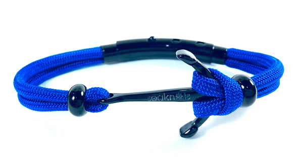 Double Cord Royal Blue With SS Anchor & Beads Black