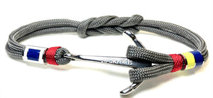 Double Cord Gray With SS Anchor & Flags Silver