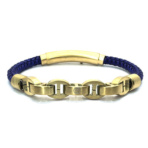 STAINLESS STEEL CORD MARINER LINK Blue / Brushed Gold