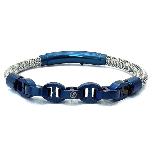 STAINLESS STEEL CORD MARINER LINK Silver / Blue Matte