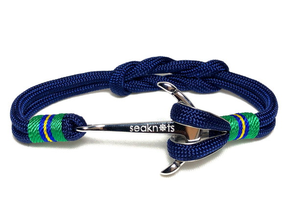 Double Cord Navy Blue With SS Anchor Silver