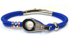 Double Cord Royal Blue with SS Pulley w Shackle & PR Flag Silver