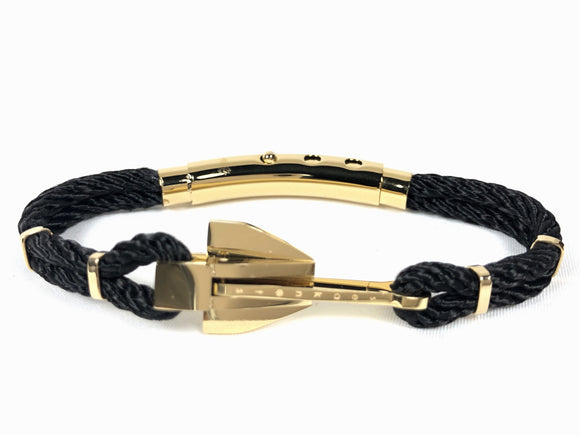 Double Cord Black Rope w SS Danforth Anchor Gold