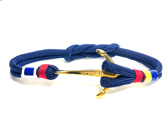 Double Cord Navy With SS Anchor & Flags Gold