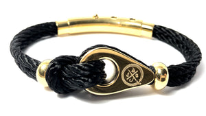 Double Cord in Black Rope with SS Pulley & Beads Gold