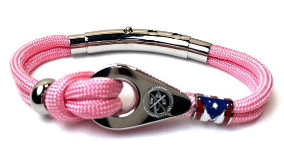 Double Cord Baby Pink with SS Pulley & PR Flag Silver