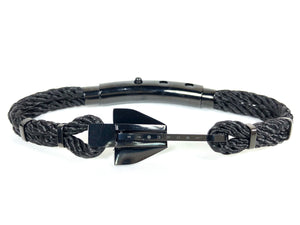 Double Cord Black Rope w SS Danforth Anchor Black Polished