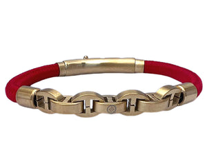 Single Cord Mariner Link Red / Brushed Gold