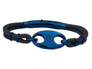 Double Cord Mariner Link Black Cord / Blue PVD