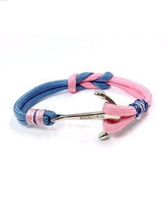 Doubles Cord Baby Blue / Baby Pink with SS  Anchor Silver