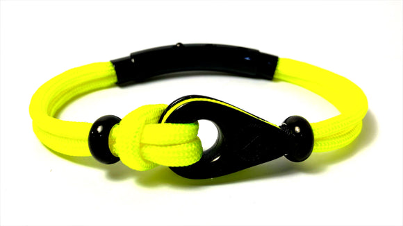 Double Cord in Neon Yellow with SS Pulley & Beads Black