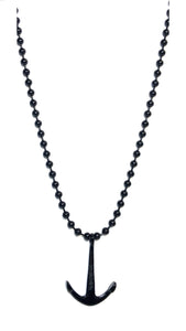 Stainless Steel Med Beads Chain with Anchor Black Polished